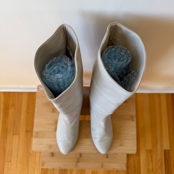 Statement Vintage 70s knee-high boots in creamy white leather with bold multicol - Picture 6 of 12